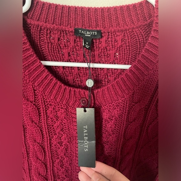 Talbots Berry Red Cable Knit Sweater Size X New with tags - Picture 2 of 7